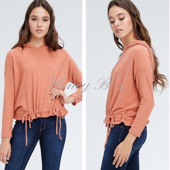 Ruffled Drawstring Pullover Hoodie - Picture 2 of 4